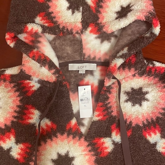 LOFT Fuzzy Fleece Hoodie NWT - Picture 3 of 6